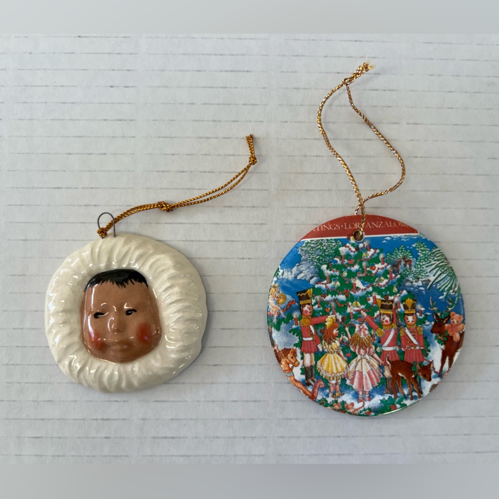 Vintage Christmas Ornaments - Eskimo Face by C.Alan Johnson & Nutcracker Ballet